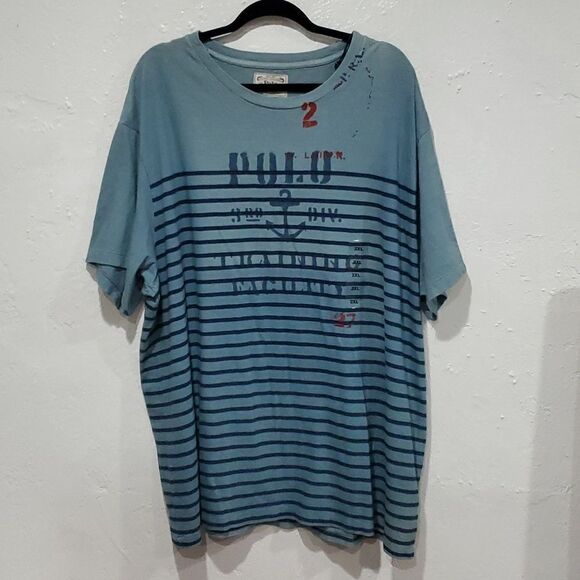 Polo Blue Striped "Training Facility" T Shirt Size 2XB - Picture 2 of 9